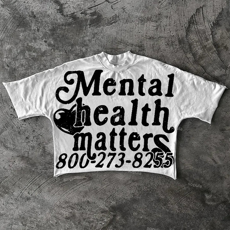Mental Health Matters Graphics Cotton Cropped T-Shirts