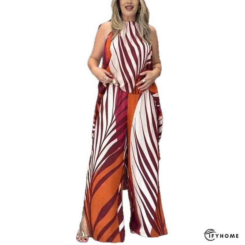 Stylish 2-Piece Set- Printed Sleeveless Top With Wide Leg Pants | IFYHOME