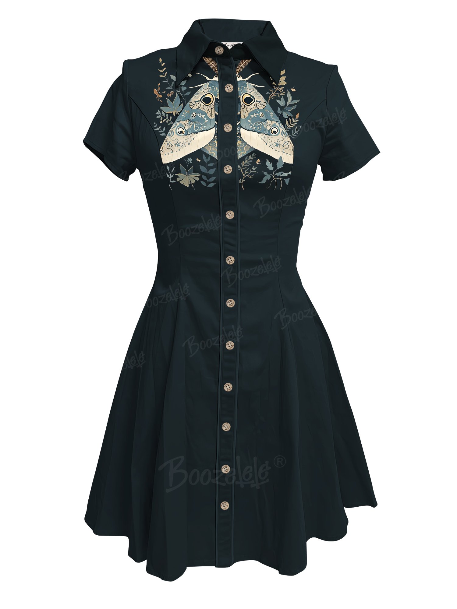 Moth And Flowers - 100% Cotton Dress