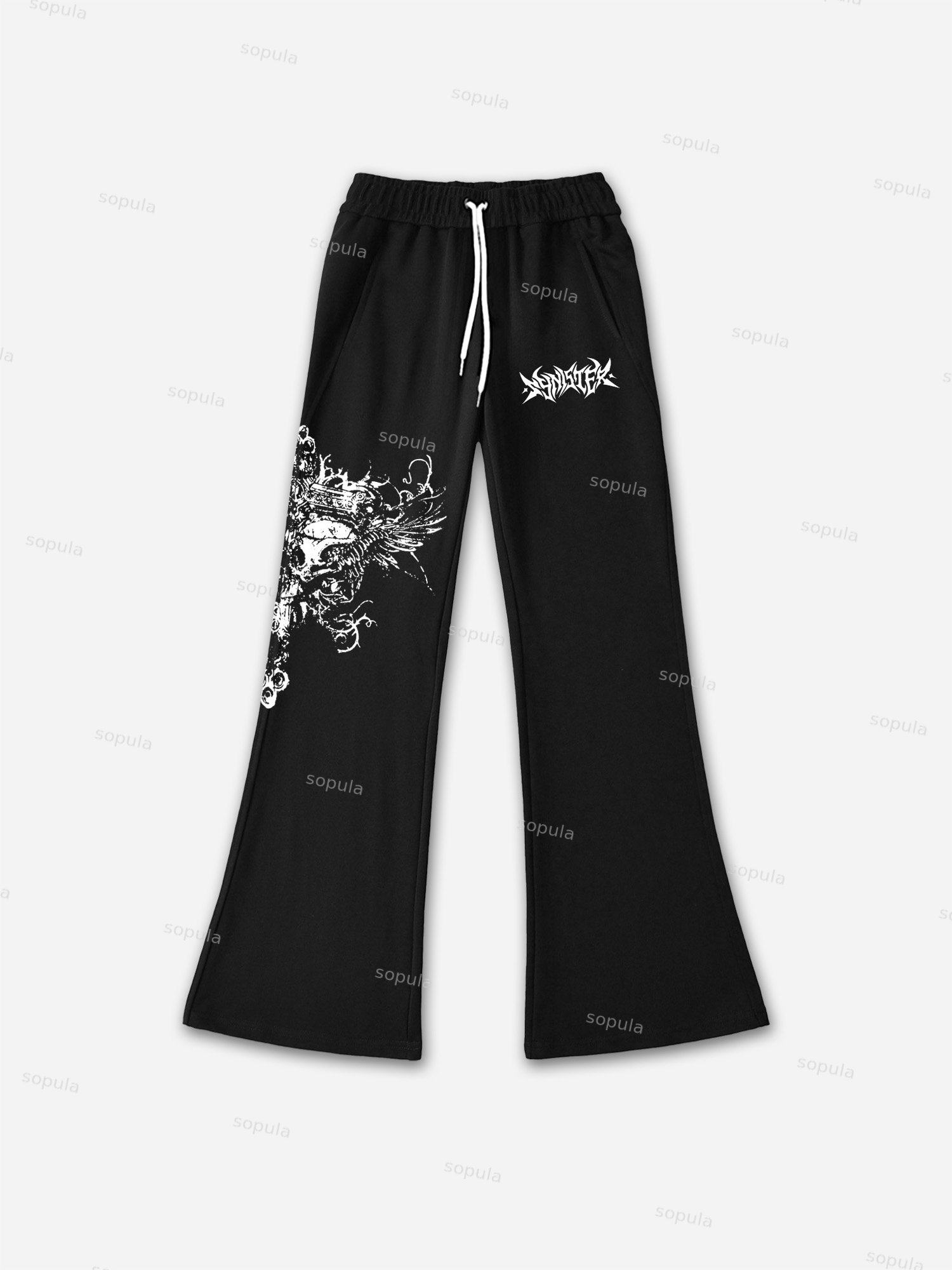 Sopula Vintage Skull Print Casual Flared Sweatpants