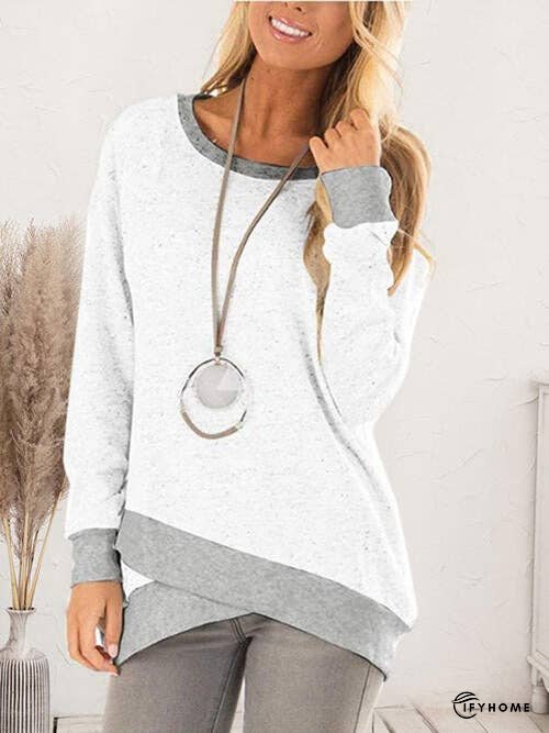 Contrast Boat Neck Long Sleeve T-Shirt | IFYHOME