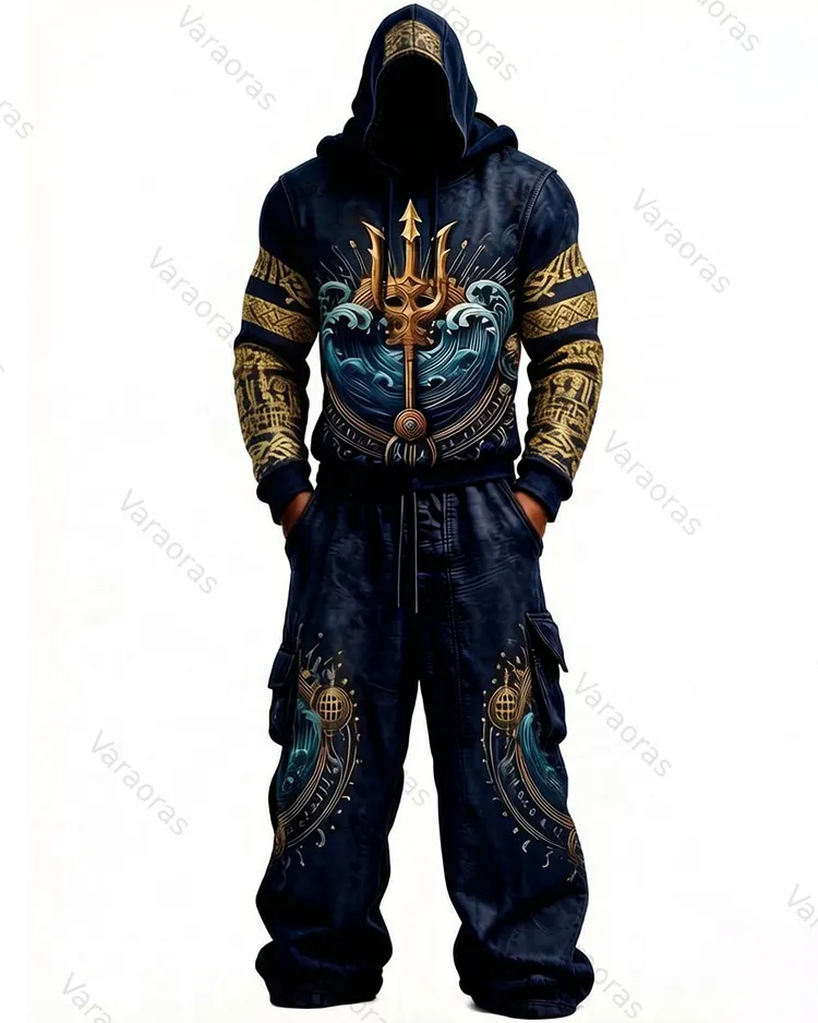 Men's Fashion-Inspired Embroidered Hoodie and Pants Two-Piece Set 2628