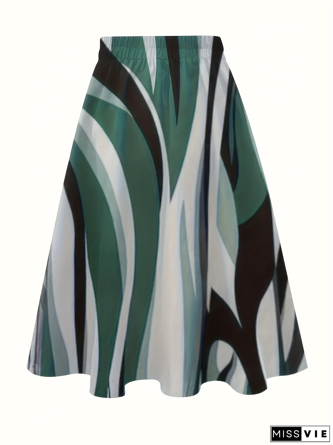 [Women's Printed Skirt] Elegant High Waist Women's Printed Casual Party Skirt | Polyester, Machine Washable, Spring/Summer Party Outfit, A-line Style