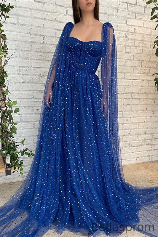 Bellasprom Royal Blue Tulle Long Evening Dress With Beads Online Bellasprom