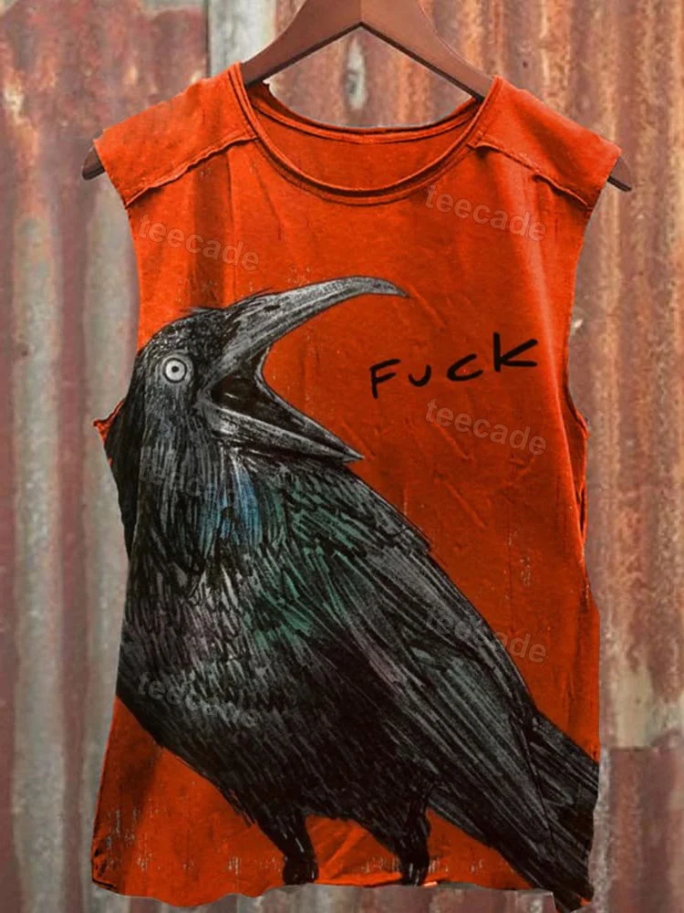 Teecade Teecade Unisex Raven Fuck Print Casual Tank Top