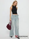 Paltrow Mid Rise Wide Leg Cargo Jeans Faded Blue Wash