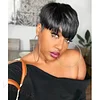Glueless  Black Short Straight Bob Pixe Cut Hair