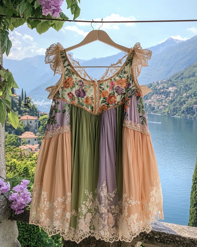 Summer Vacation Ruffle Lace Chiffon Elegant Top 5355