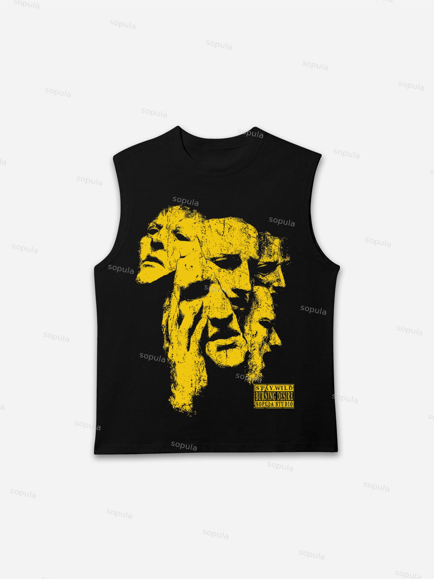 Sopula Abstract Mask Graphic Print Tank Top