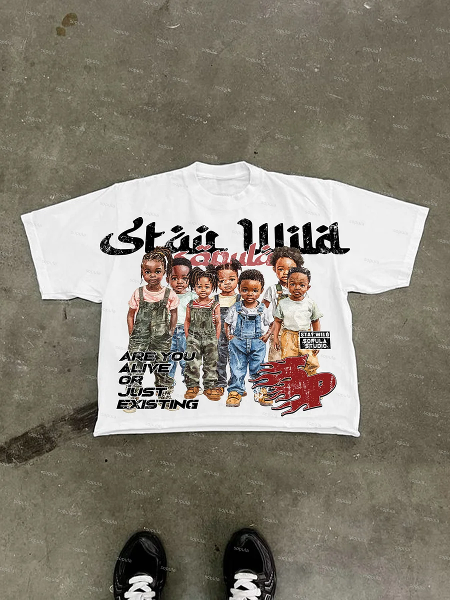 Sopula Cool Children Portraits Are You Alive Or Just Existing Print Cropped T-Shirts