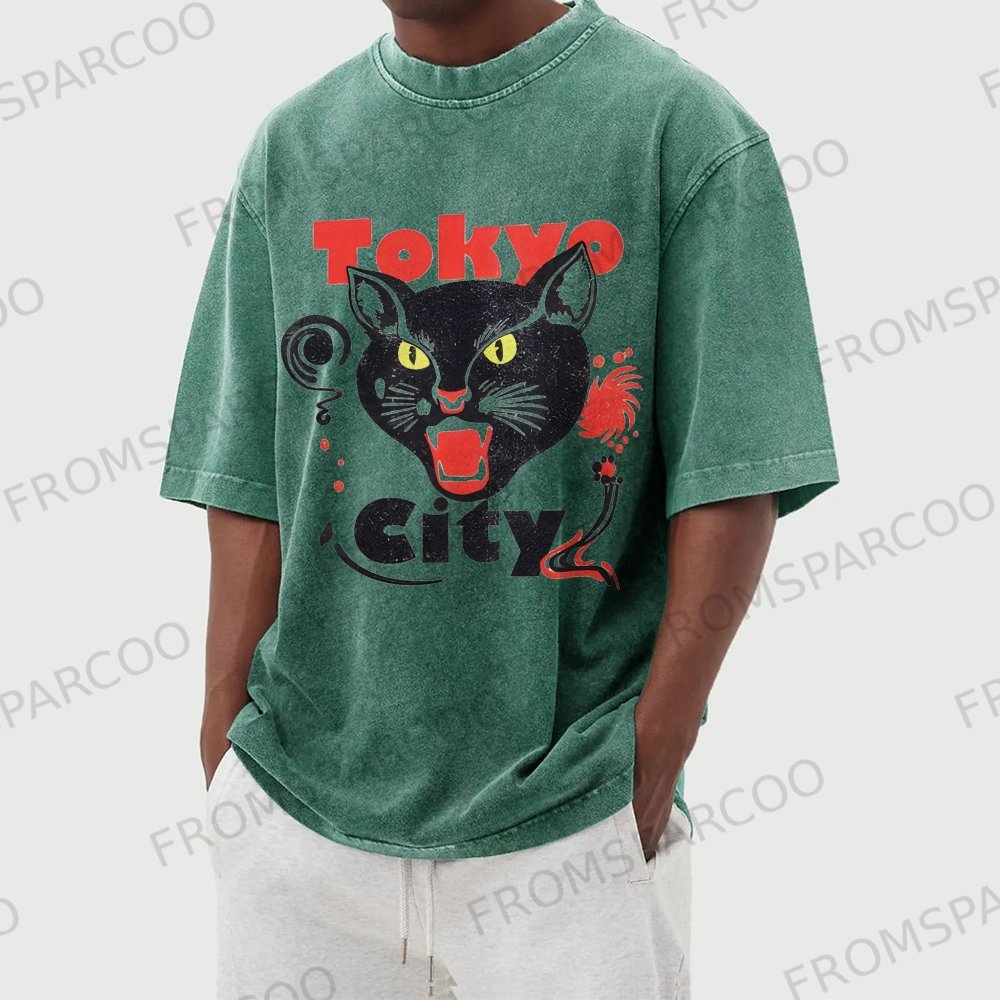 Tokyo City Washed Vintage Short Sleeves T-Shirt
