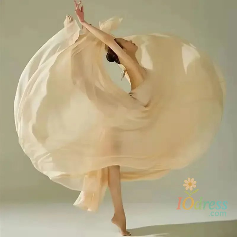 IO Dress Kid Girl 720 Degree Chiffon Skirt Ballet Belly Dance Gypsy Long Skirts Dancer Practice Wear Assorted Solid Purple Dance Skir