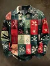 Vintage Plaid Print Christmas Casual Long-Sleeve Shirt
