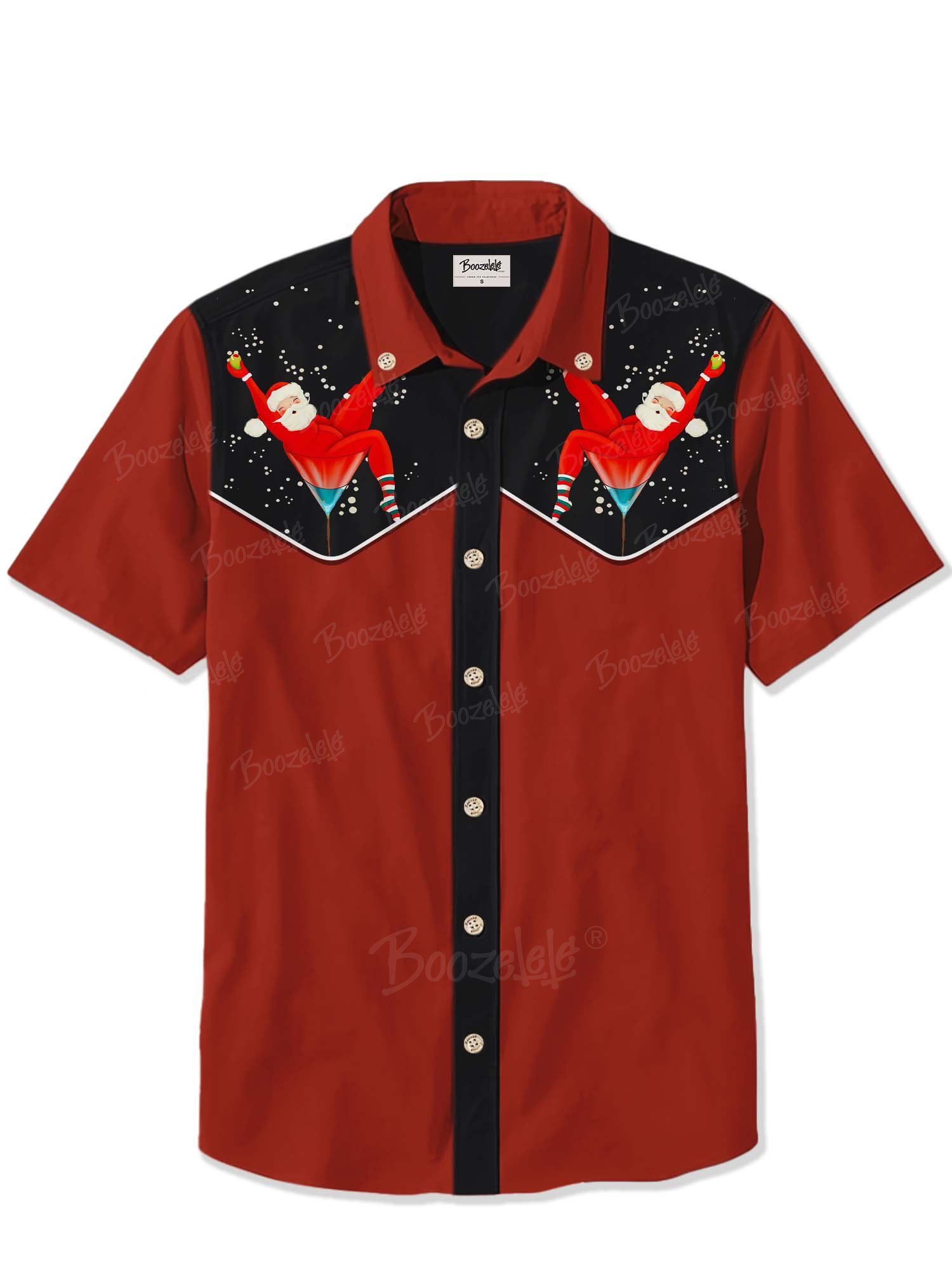 Christmas Santa Claus In A Cocktail - 100% Cotton Shirt