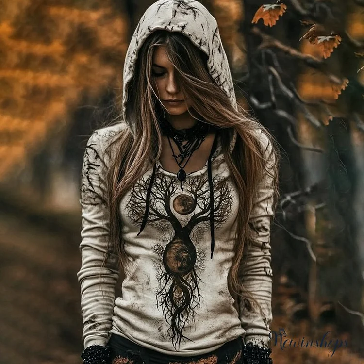 Women's Tribal Viking Tree Of Life Totem Casual Hoodie
