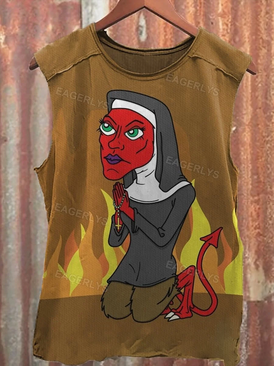 Eagerlys Demon Nun Print Unisex Casual Tank Top Eagerlys