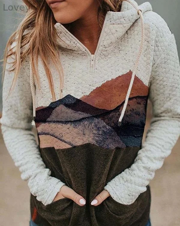 Women Color Block Long Sleeves Sweatshirt