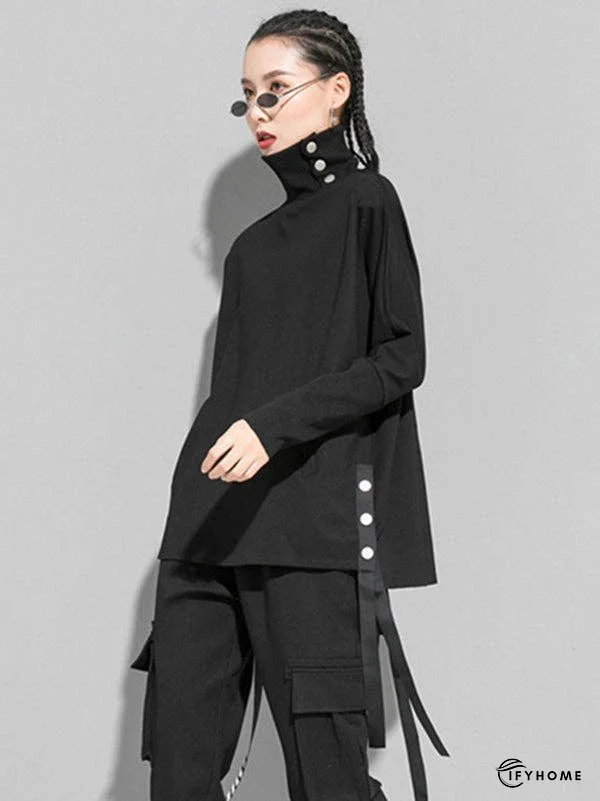 Original Solid Stand Collar T-Shirts Tops | IFYHOME