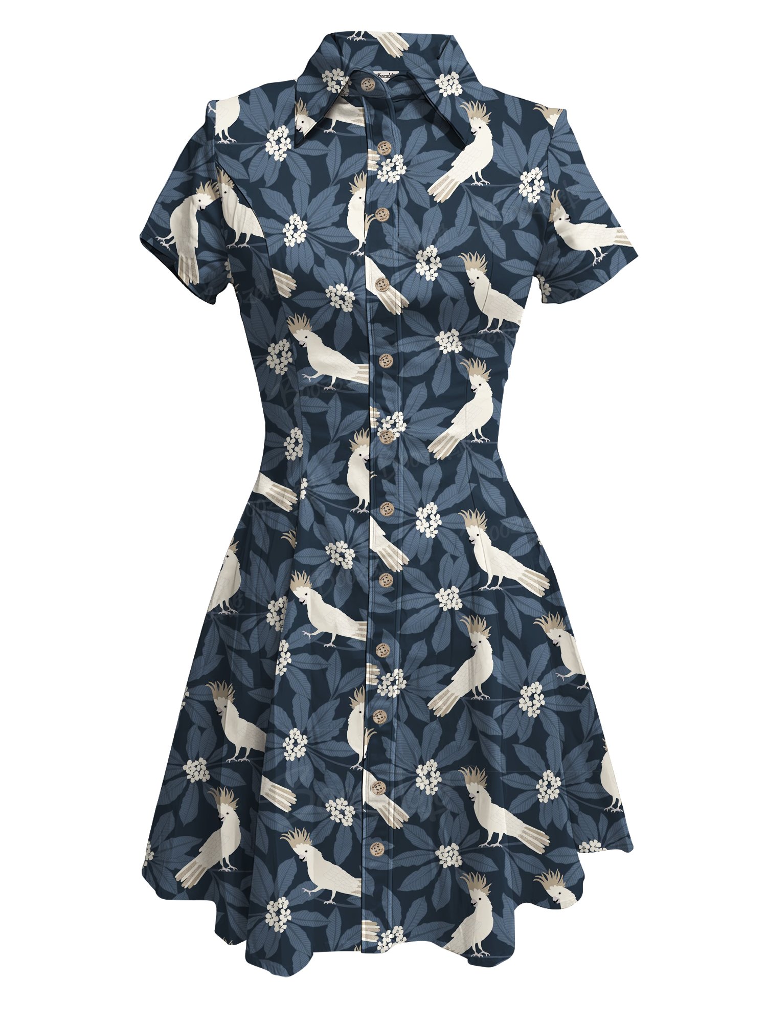 Plant White Bird- 100% Cotton Dress