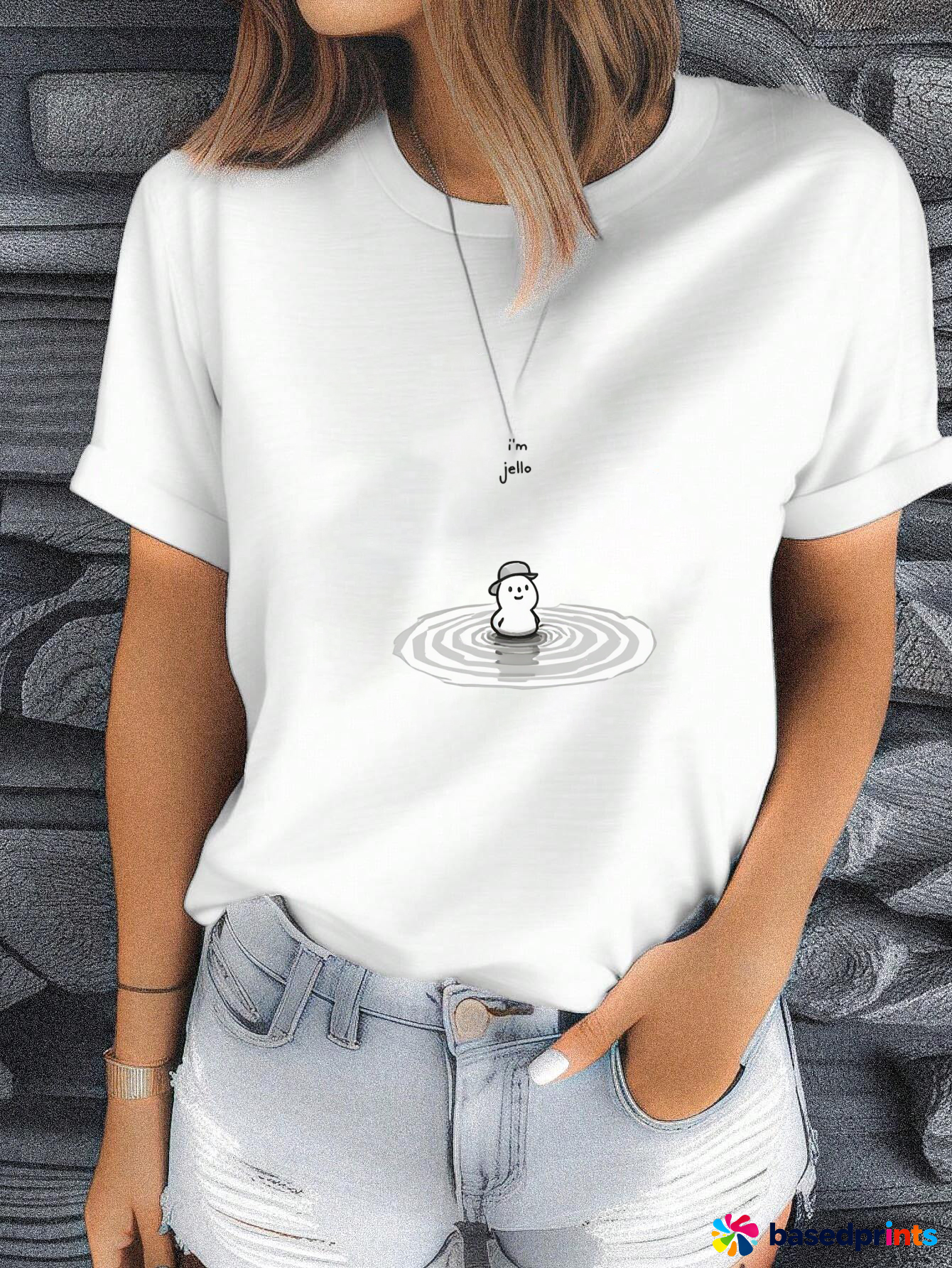 White T-Shirt with Cute Snowman Design