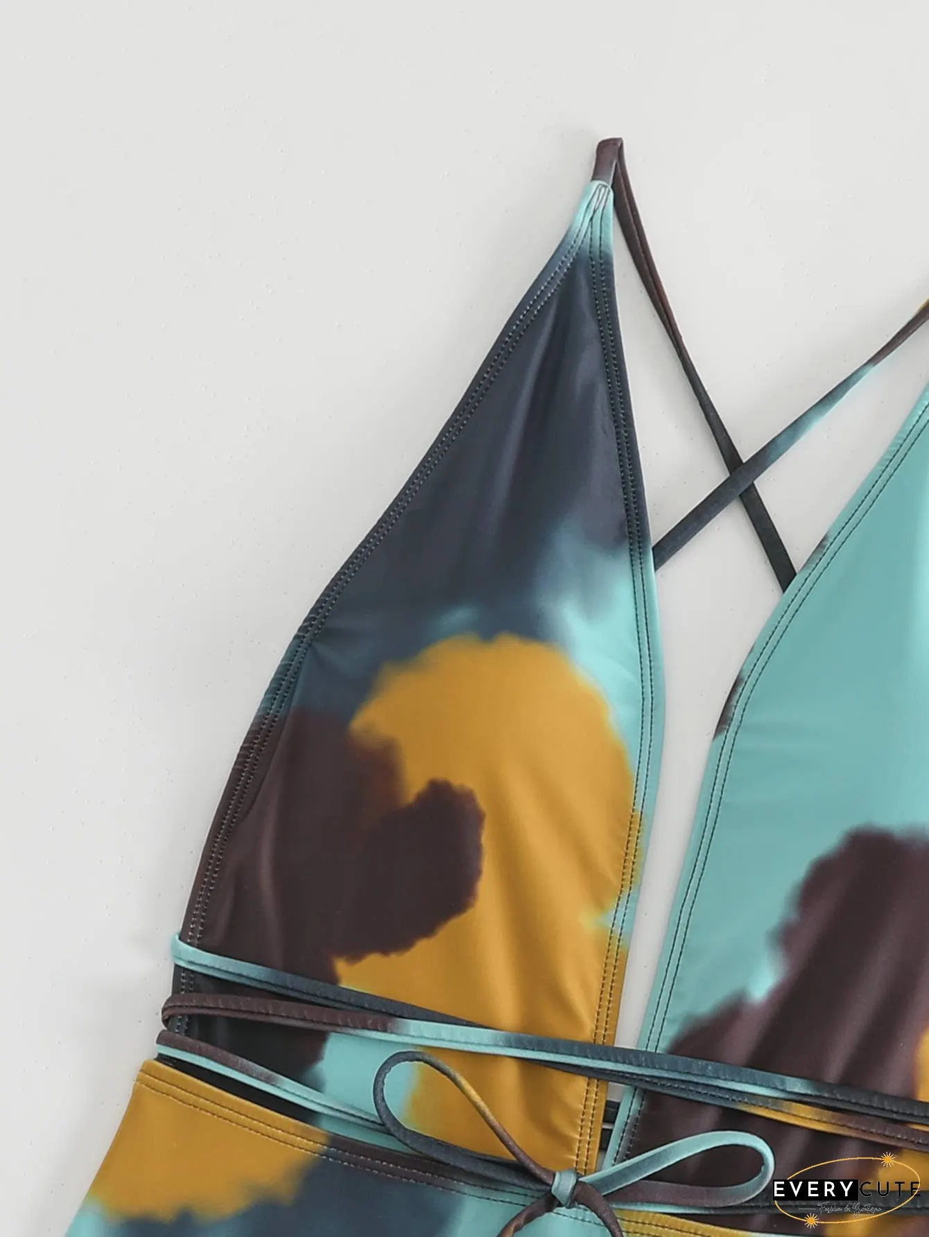One-piece tie-up swimsuit tie-dye sexy bikini