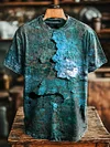 Unisex Retro Aged Rust Printed Casual Loose Short Sleeve T-Shirt