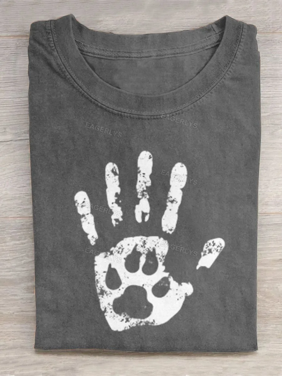 Eagerlys Human Handprints And Dog Footprints For Dog Lovers Art Print Design T-shirt Eagerlys