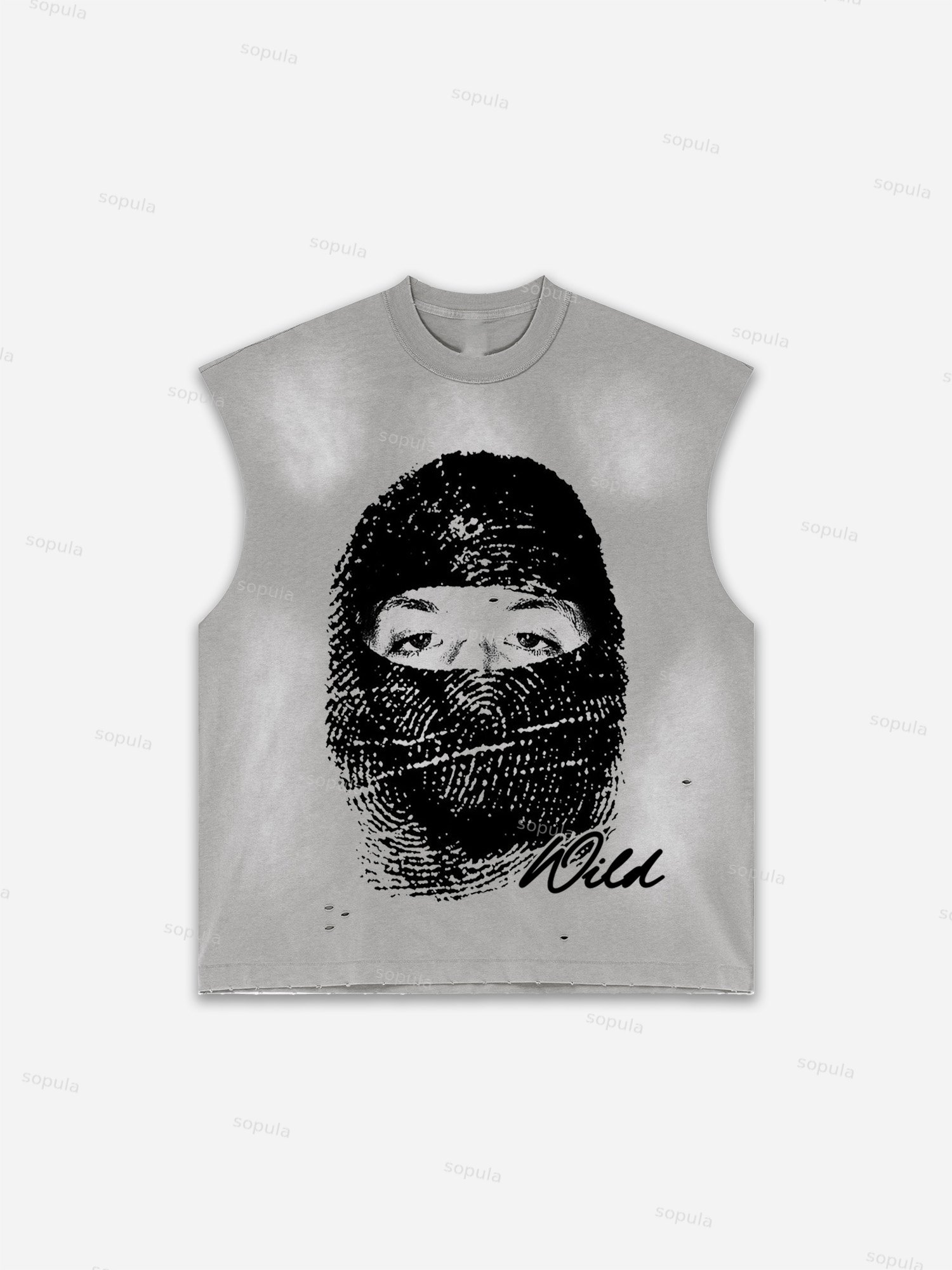 Sopula Men's Wild Mask Print Distressed Tank Tops Sleeveless Shirts