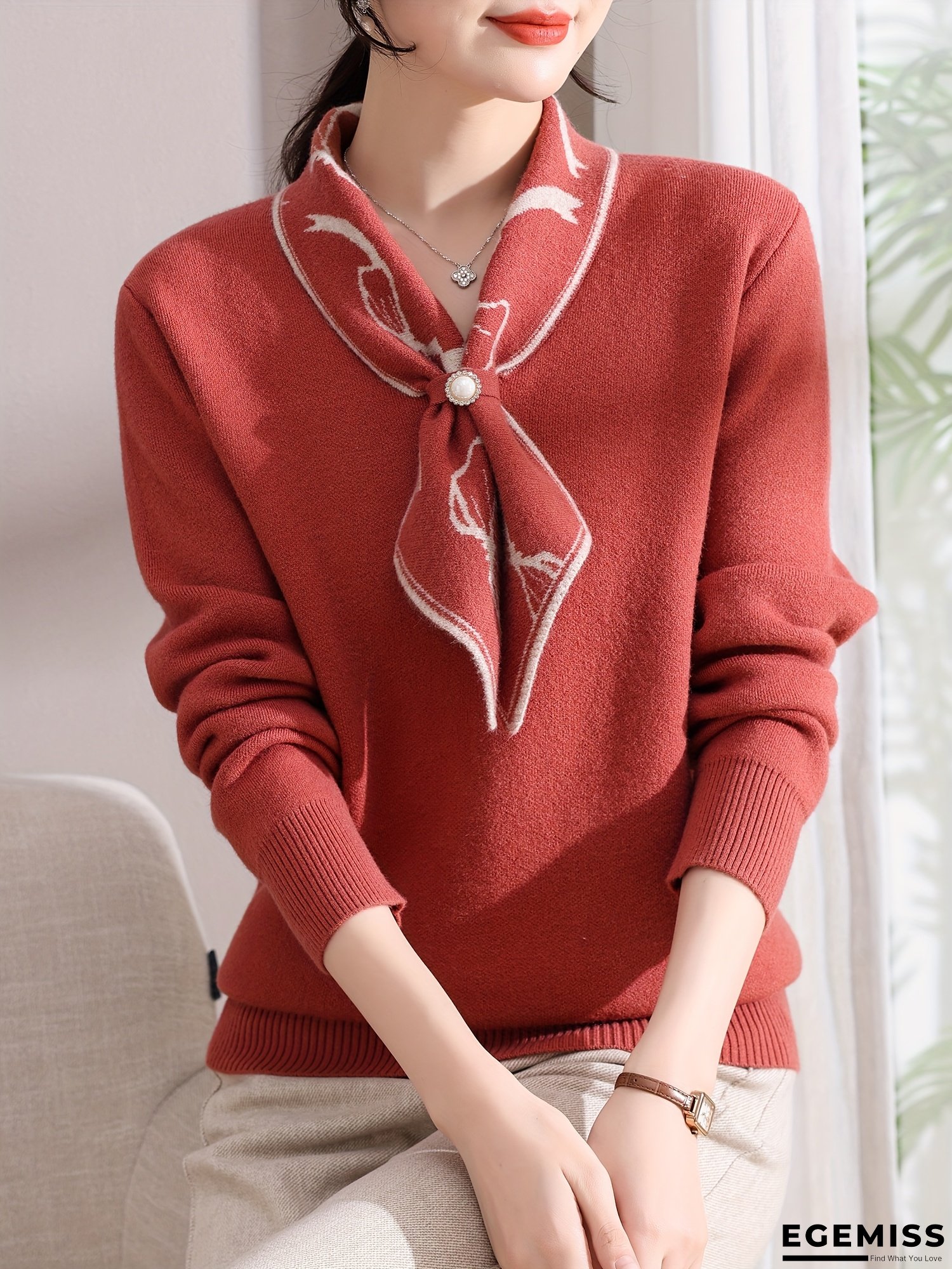 [Elegant Women's Sweater] Stylish Elegant Women's Sweater | Autumn and Winter Casual Top for 40s & 50s | Trendy Daily Wear Fashionable Outerwear for Middle-Aged Ladies | EGEMISS
