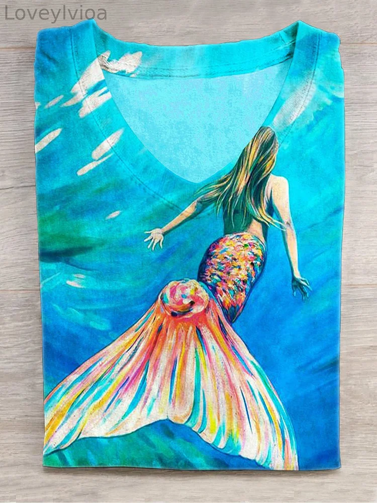Women's Mermaid Painted Graphic T-Shirt