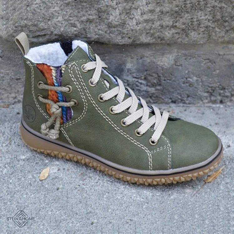 Casual Knitting Stitching Warm Cashmere Short Boots  Stunahome.com