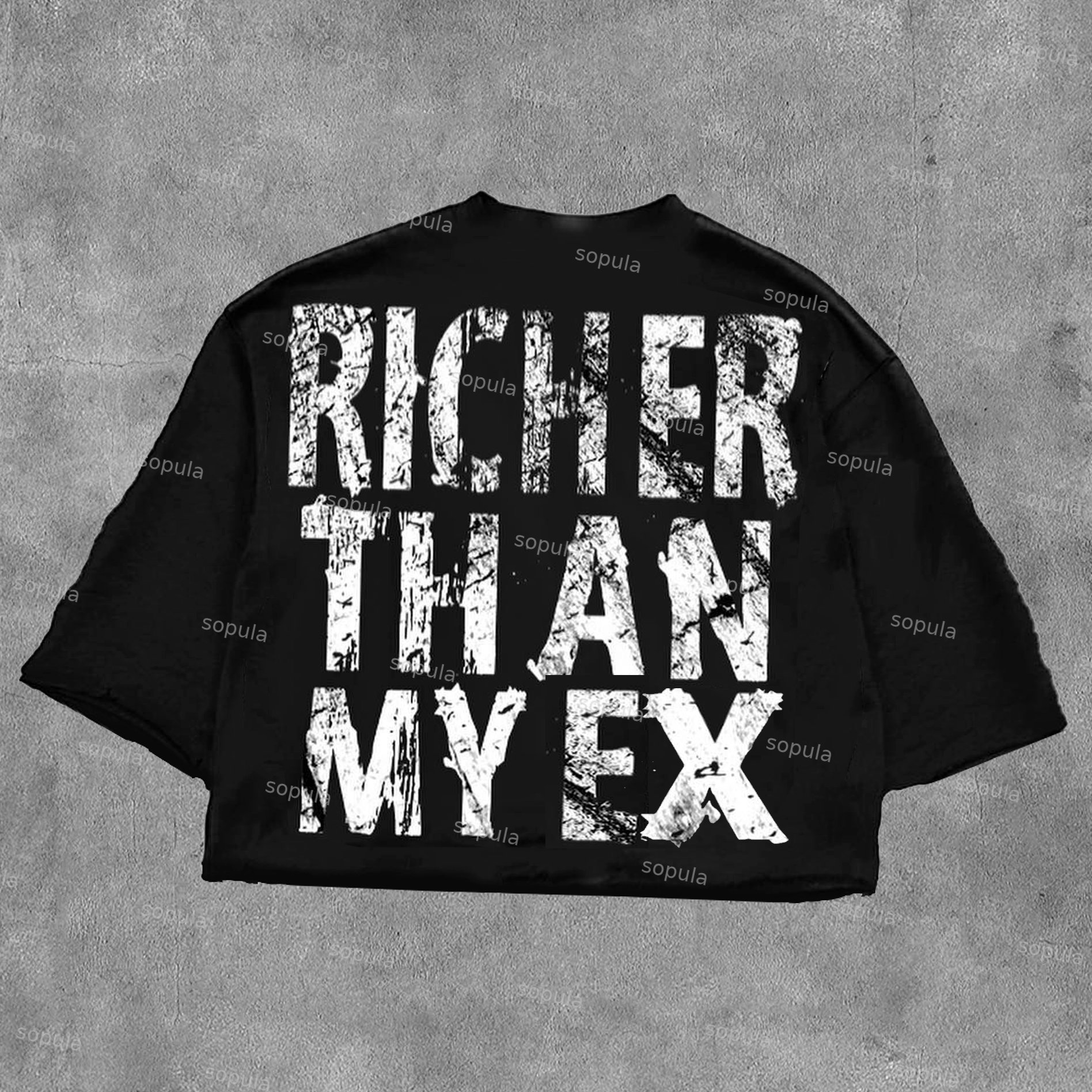 Sopula Richer Than My Ex Printed Graphics Cotton Cropped T-Shirts - Sopula｜Premium Graphic Tees & Graphic Clothing