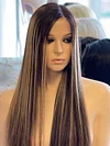 Glueless New Brown Mixed Blonde Long Hair Straight Wig