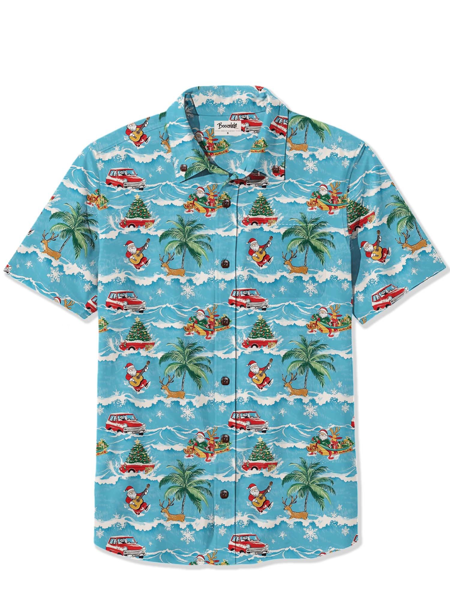 Christmas Santa Claus Surfing On The Beach - 100% Cotton Shirt