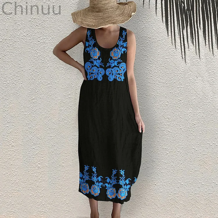 Women'S Ethnic Pattern Sleeveless Dress