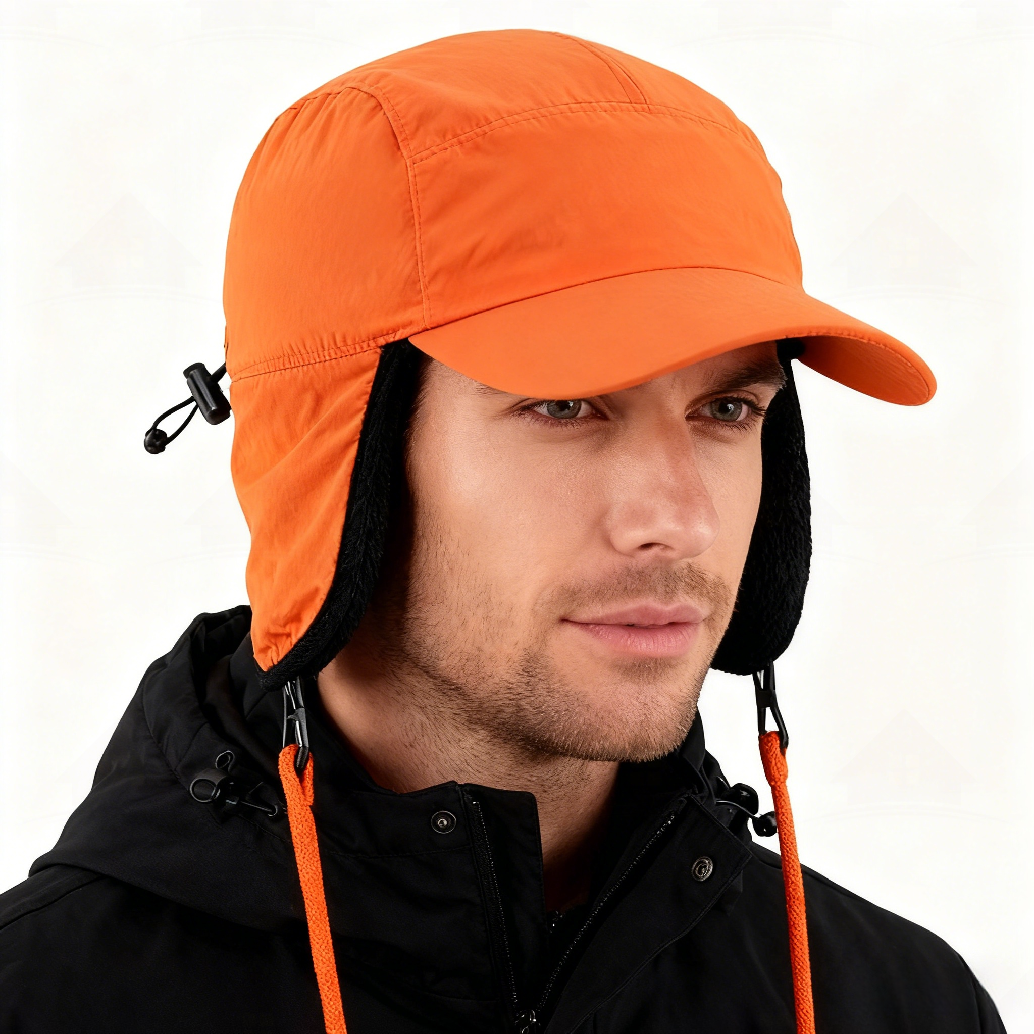 Home Prefer Waterproof Men's Winter Hats with Visor Warm Fleece Lined Baseball Cap Earflaps Trooper Trapper Hat for Men