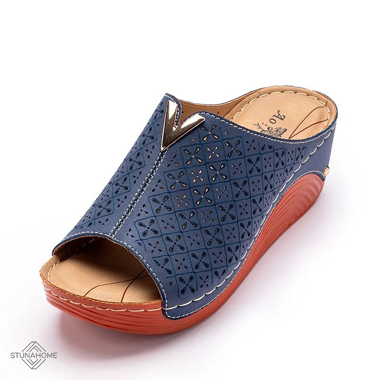 Lightweight Retro Massage Wedge Slippers  Stunahome.com