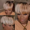 Glueless Black Gold Short Straight Pixe Cut Hair