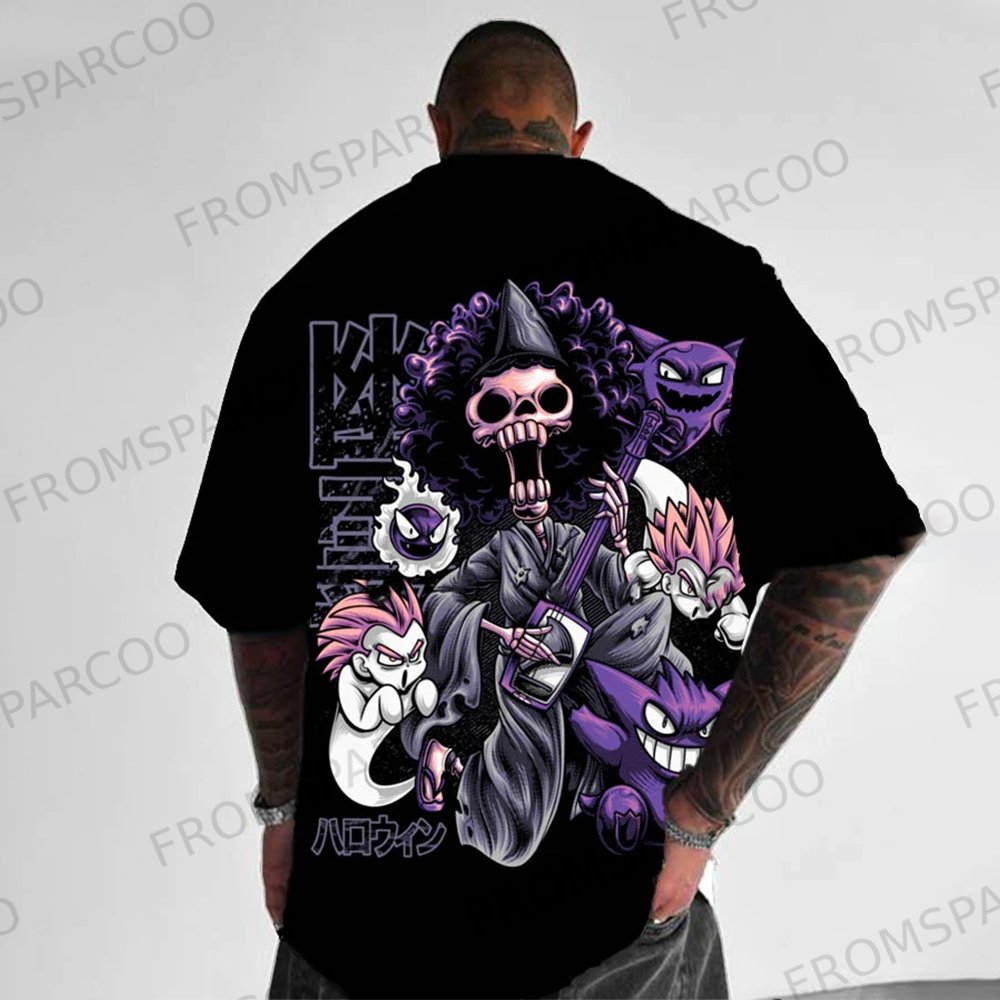 trend fashionable anime print t-shirt