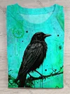 Unisex Halloween Raven Print Casual T-Shirt