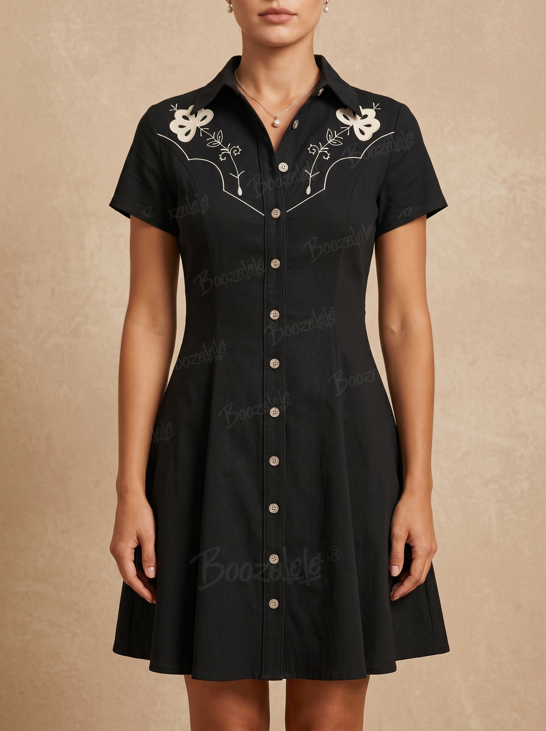 【Clearance】【Embroidery】Classic Vintage Flower - 100% Cotton Dress