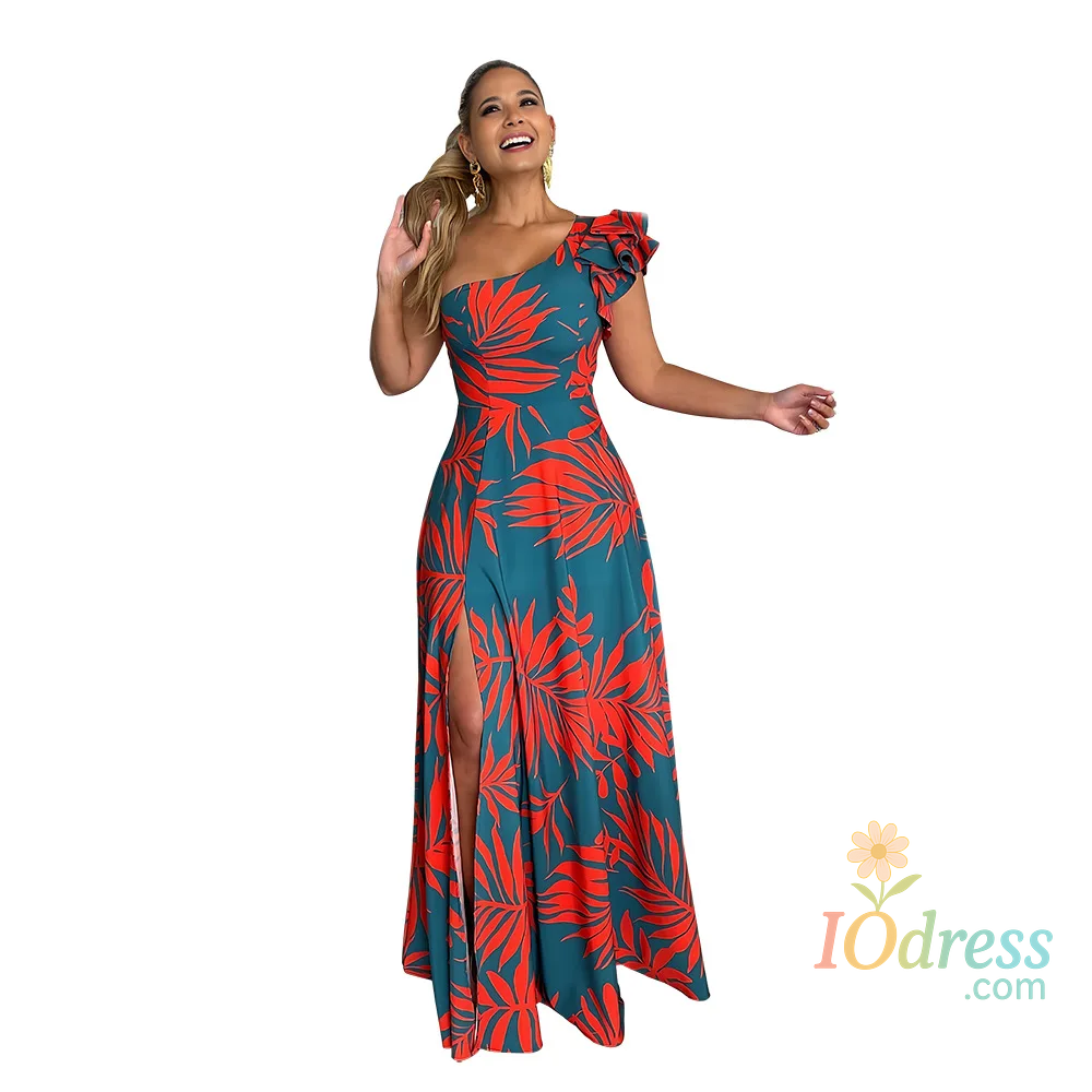 IO Dress Elegant Long Women's Dress Sexy High Side Slit Semi-Off Shoulder Evening Dress For European And American Women