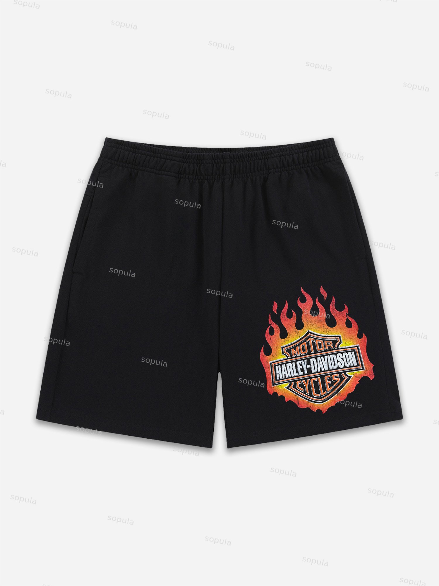 Sopula Vintage Flames Harley Davidson 90s Graphic Shorts