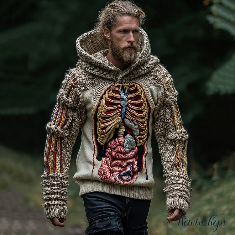 Classic  Halloween Anatomy Art Chunky Knitted Sweater