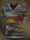 Abstract Colored Glass Print Casual Long-Sleeve Shirt