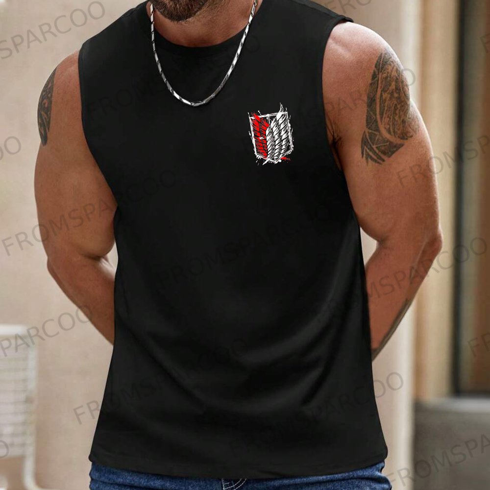 Casual Anime Print Fitness Tank Top