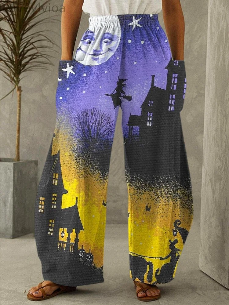 Halloween Painted Printed Casual Pants