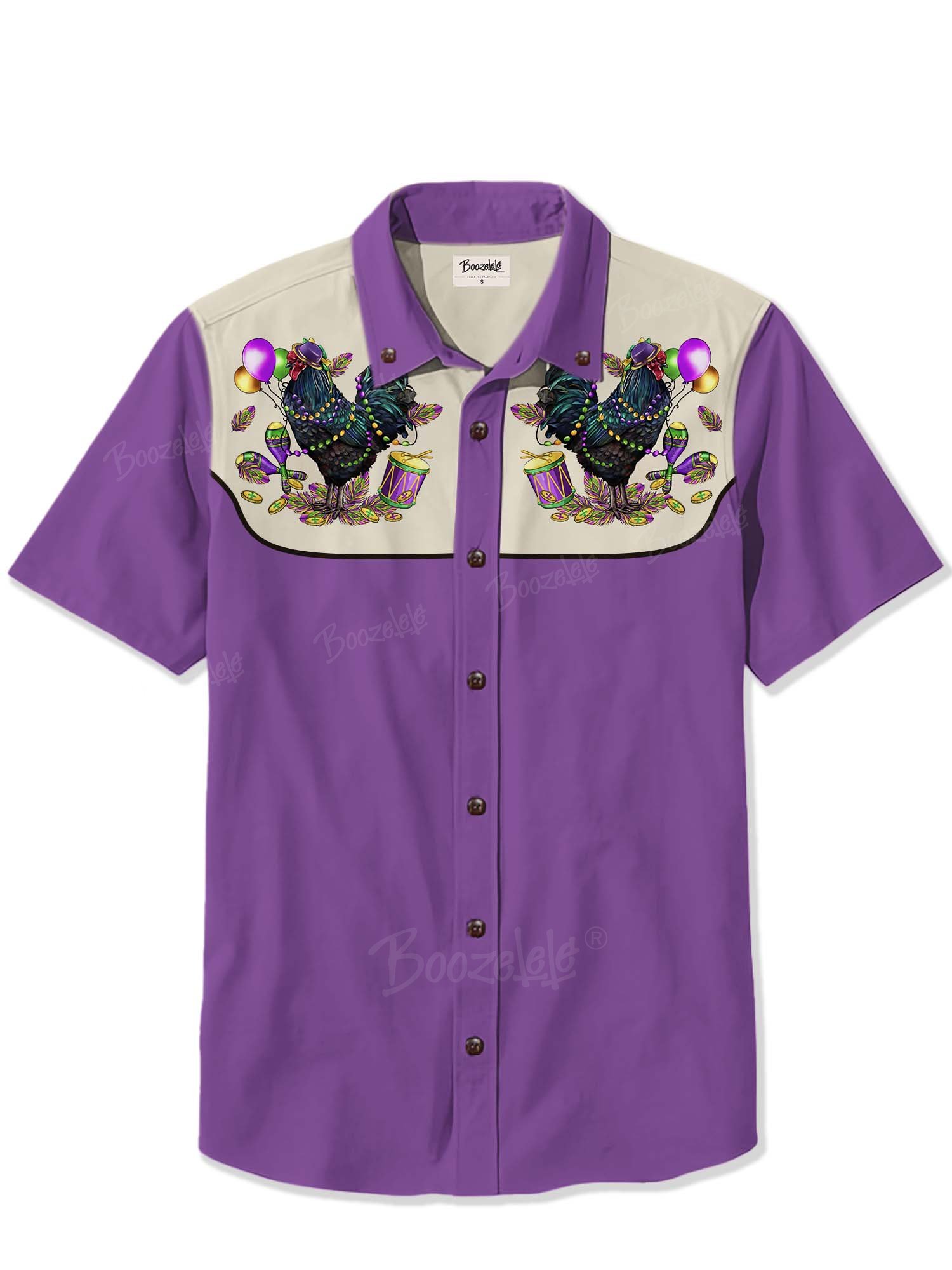 Mardi Gras Roosters - 100% Cotton Shirt