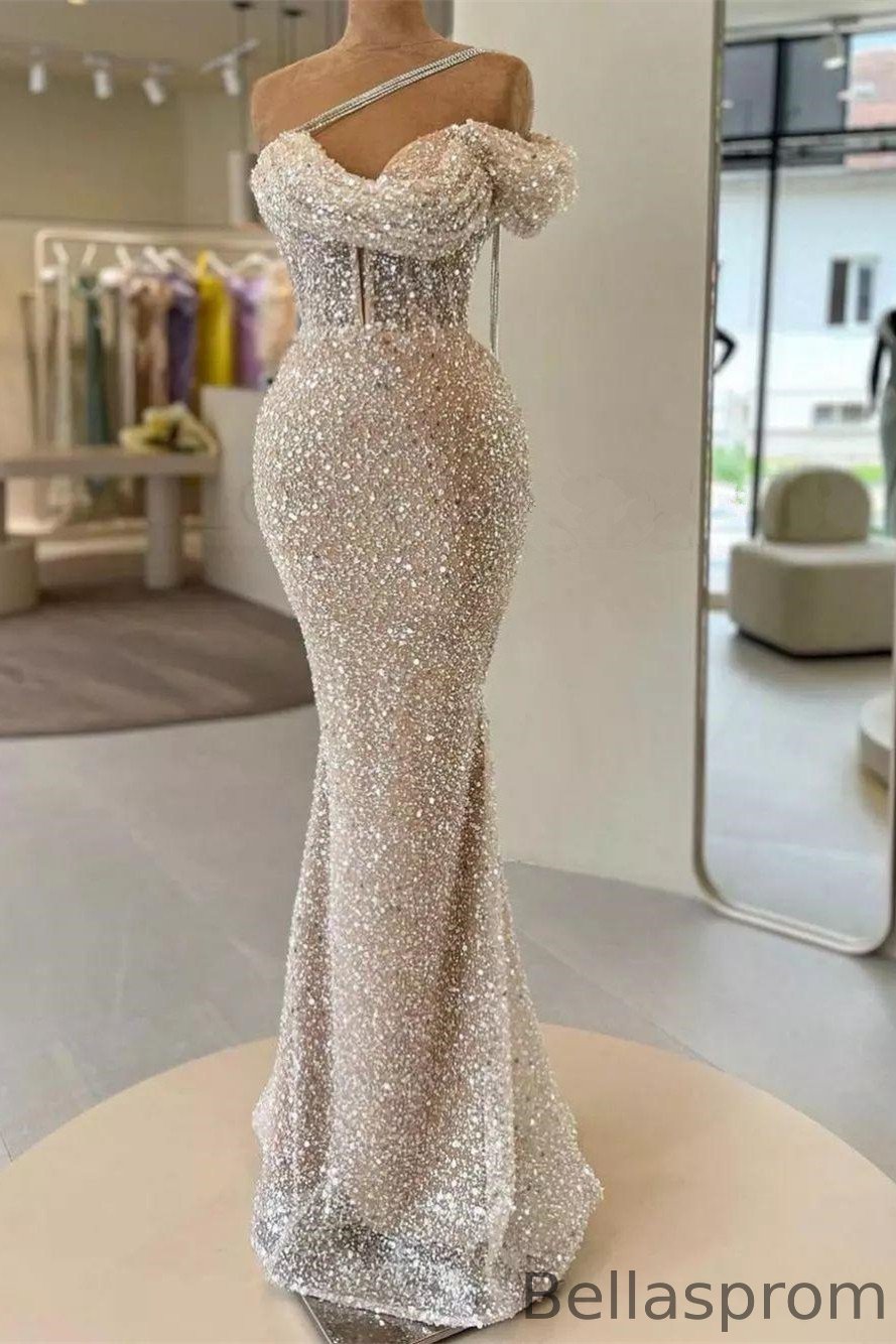 Bellasprom Off-the-Shoulder Sequins Prom Dress Mermaid Long Online Bellasprom
