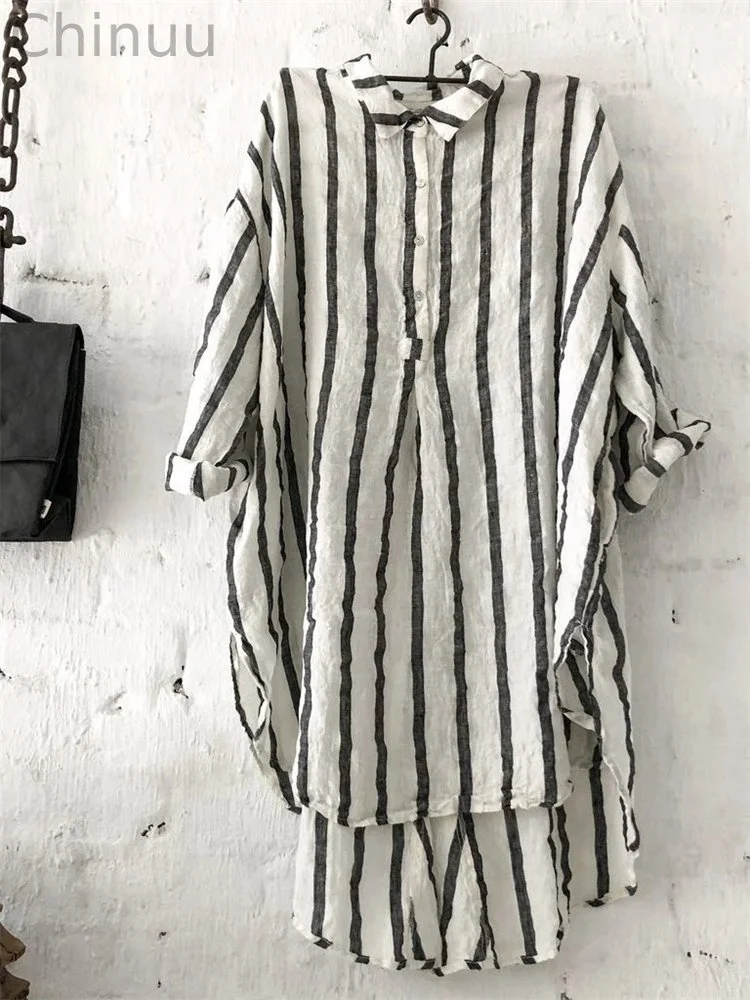Classic Striped Pinched Button Up Tunic
